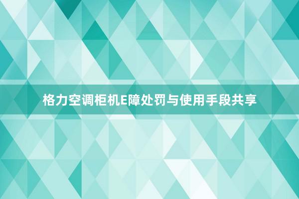 格力空调柜机E障处罚与使用手段共享